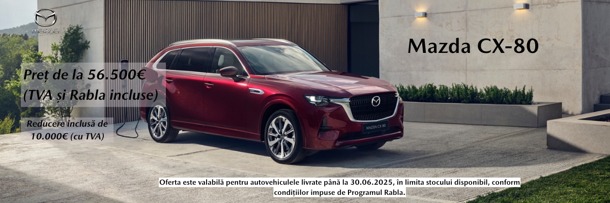 Mazda CX-80 – Spațiu, Lux și Tehnologie, Acum cu 9.600€ Reducere Inclusă!